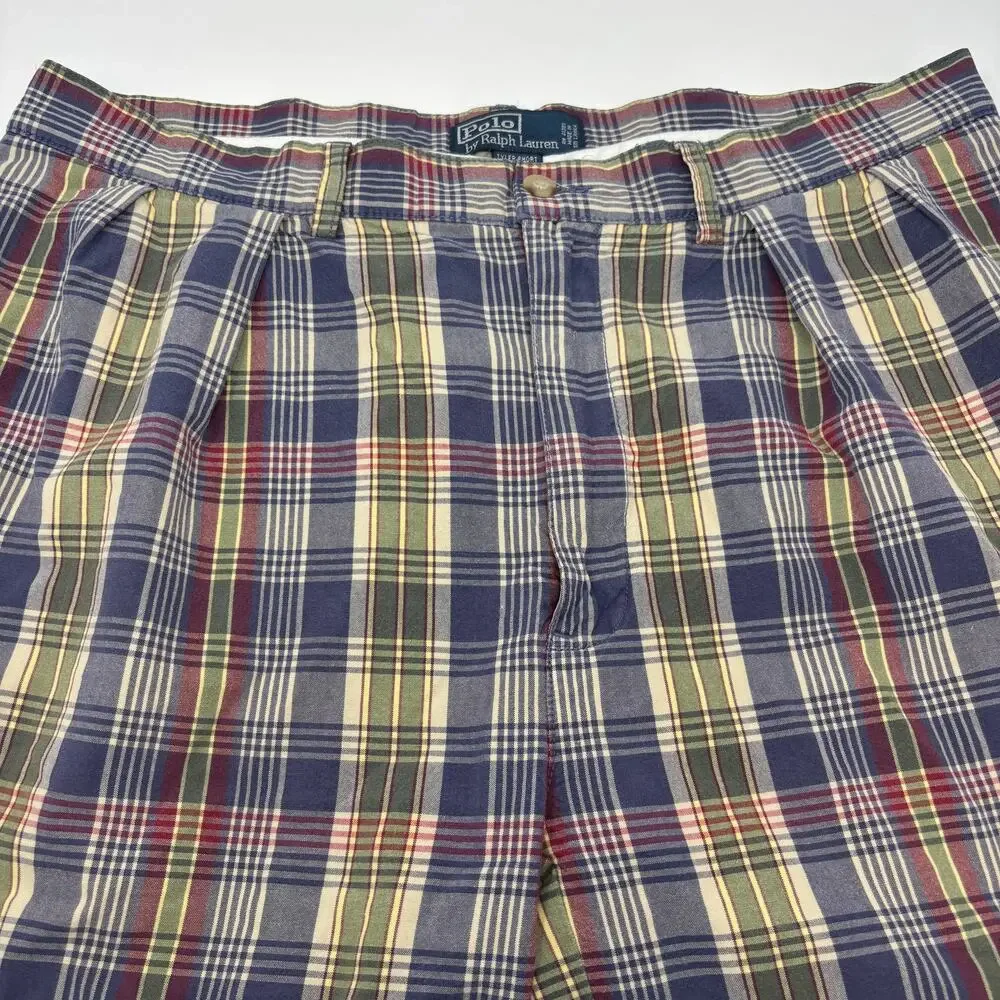 Polo Ralph Lauren Sz36 Multicolor Plaid 100% Cotton Tyler Shorts